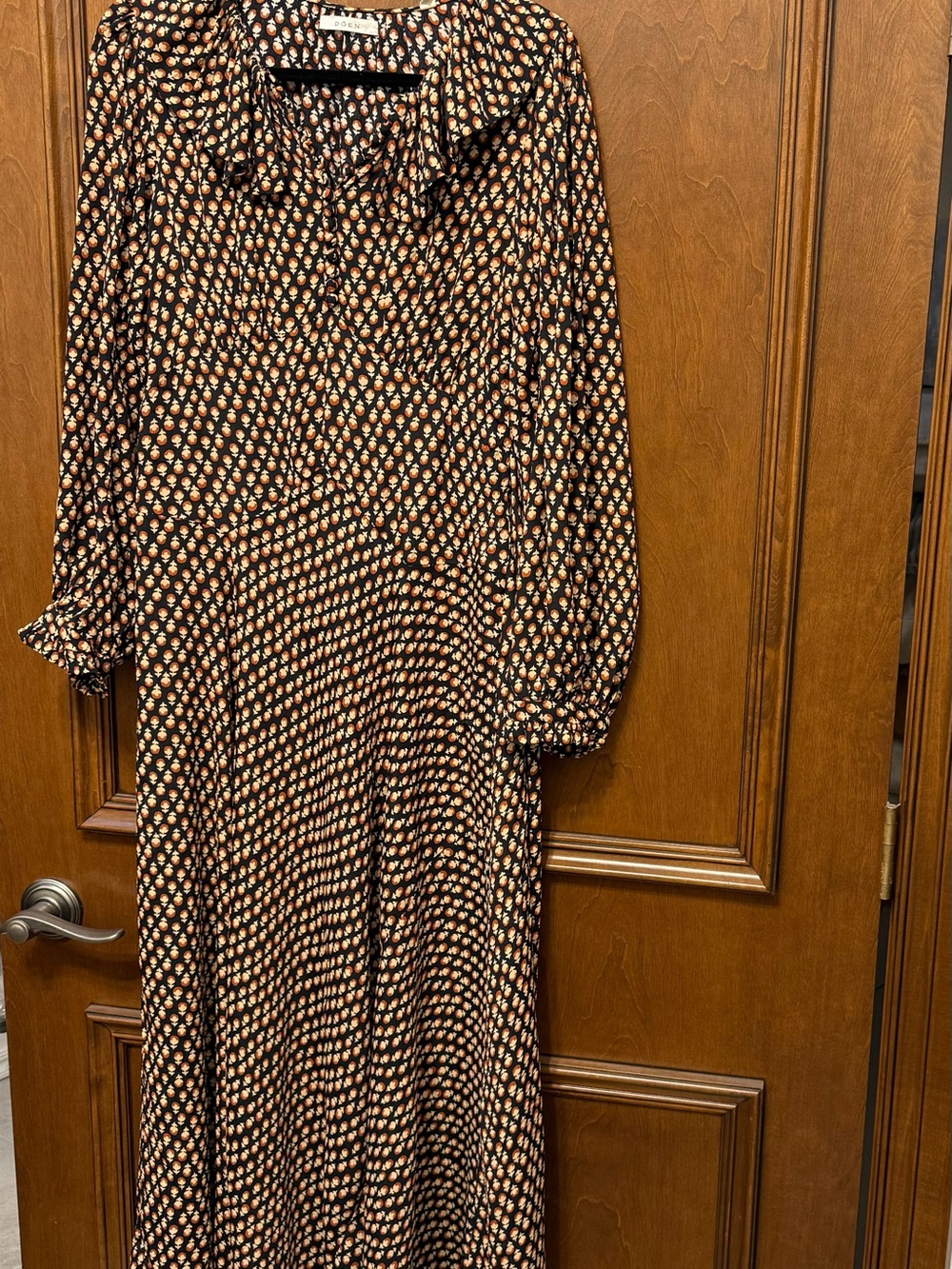 Doen Black Maxi Dress with Terracotta Floral Print